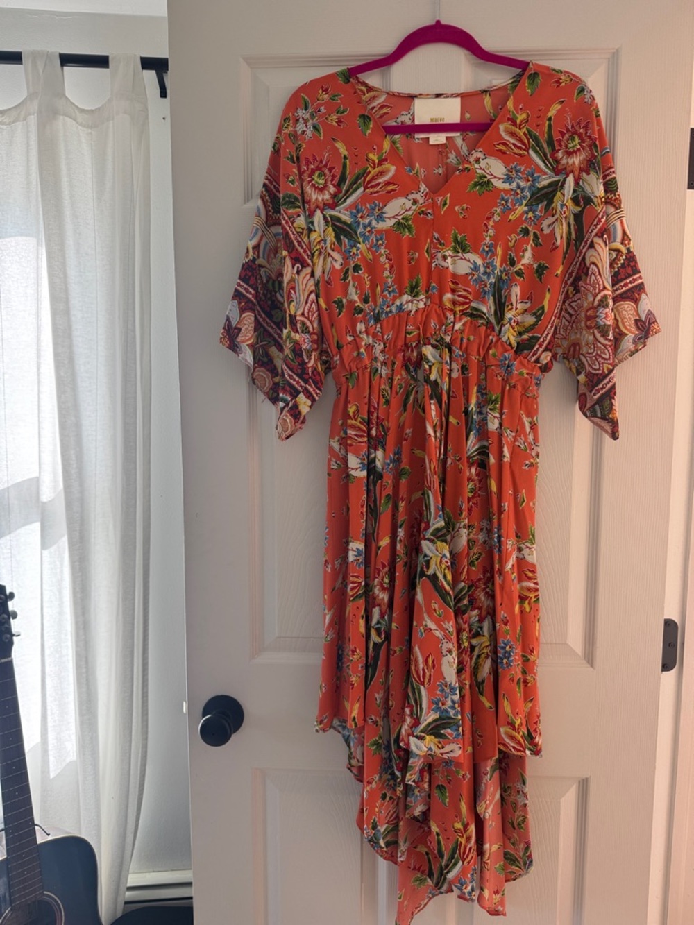 Maeve Orange Floral Asymmetrical High-Low Dress